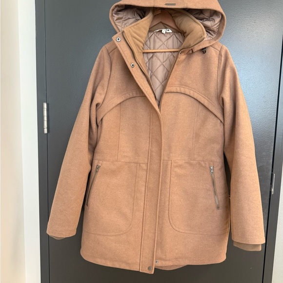 Mia Melon NWOT wool blend classic hooded Tan Utility Jacket / winter jacket - Picture 15 of 15